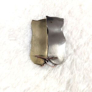 Vintage Artisan Sterling Silver and Brass Dual Silhouette Cat Brooche